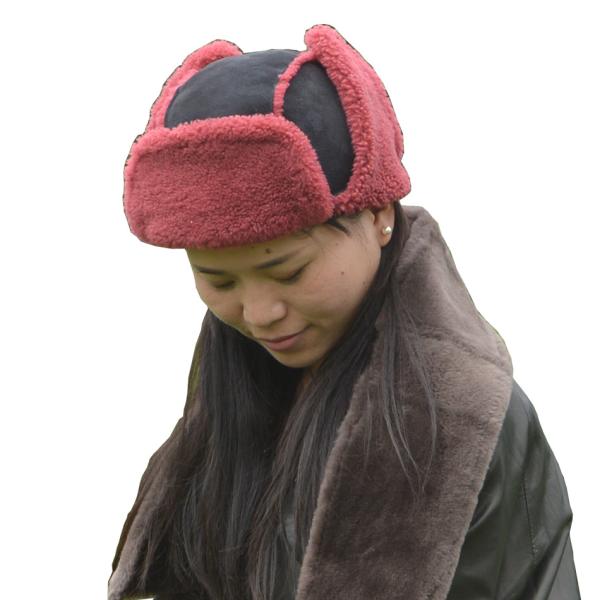 Australian Shearling Sheepskin Double Face Ladies Leather Fur Trim Trapper Hat