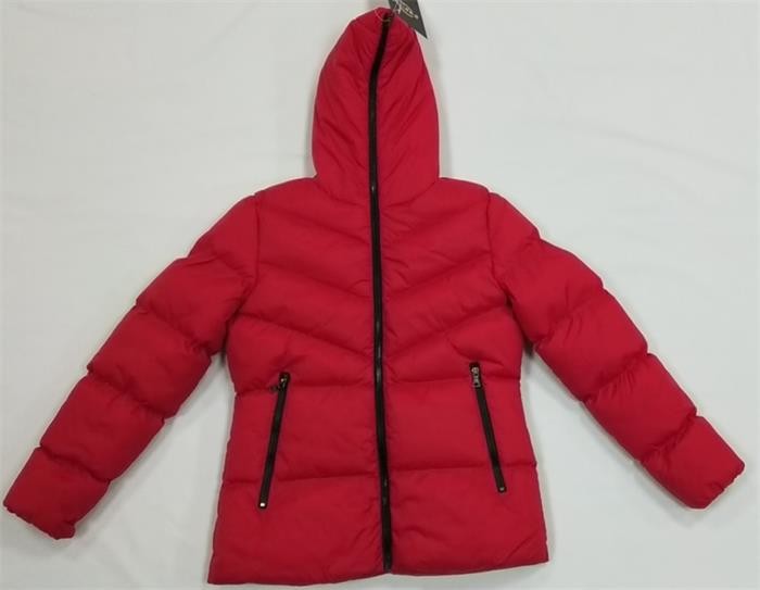 Ladies Red Puffa Coat Warm Waterproof Womens Red Puffer Jacket With Fur Hood