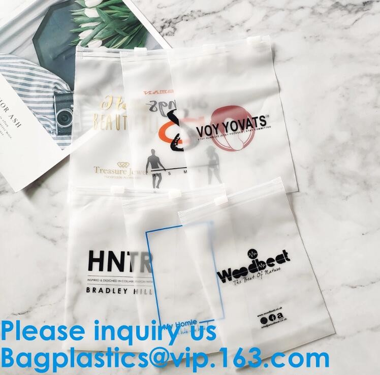 Transparent PVC Biodegradable Custom Frosted Slider Zipper Pouch For Bikini Swimwear Clothing Plastic Packaging Zip lockk