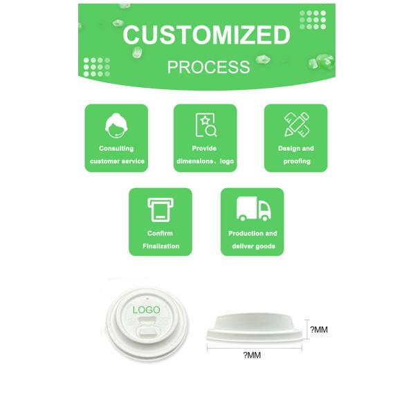 Disposable Sugarcane Pulp 8oz 12oz Coffee Cup Lids
