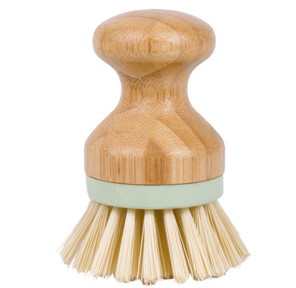 3.9in Kitchen Scrub Brush Bamboo Dish Scrubber Brush 2inch Long Bristles 150g