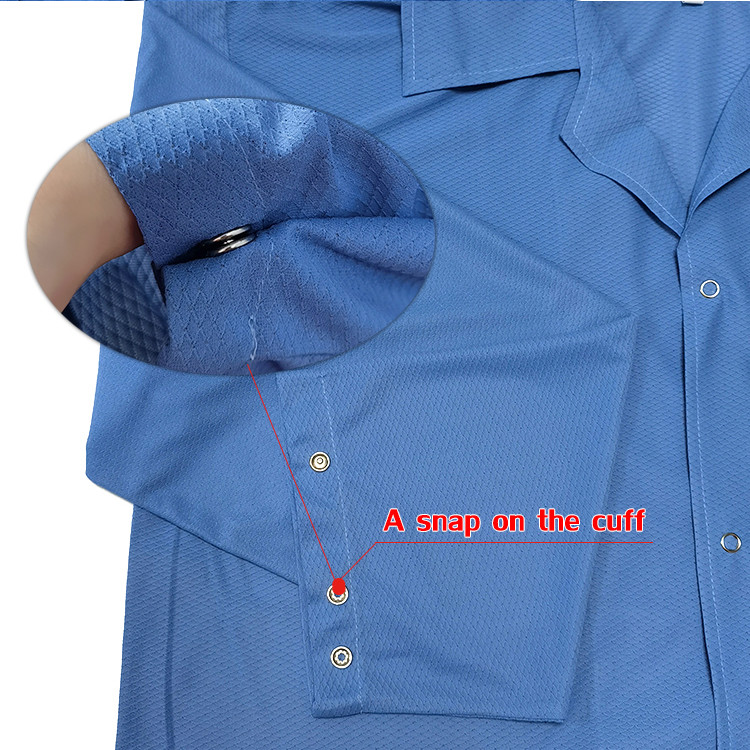 Antistatic 96% Polyester 4% Carbon 3mm Diamond Fabric ESD Smocks Coats