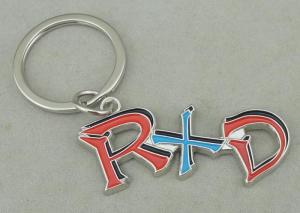 China Zinc Alloy Synthetic Enamel Promotional Keychain Die Casting Silver RXD Key Ring wholesale