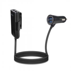China Alloy Metal Fast Cell Phone Car Charger , Micro Usb Car Charger  4 Usb Ports With 1.8m Cable wholesale