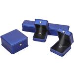 Soft Convex PU Leather LED Jewelry Storage Box Luxury Jewelry Case Dark Blue