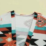Western Style Puffer Down Coat Geometric Color Long Cardigan Coat