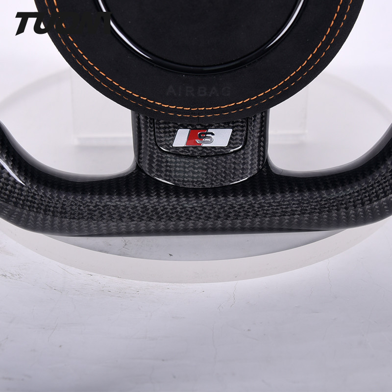 Carbon Fiber Audi R8 TT RS3 S3 Alcantara Steering Wheel Red Top Stripe