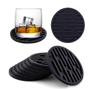China Black Rubber Silicone Drink Coasters Cup Mat For Car Bar Coffee Mug Beer wholesale