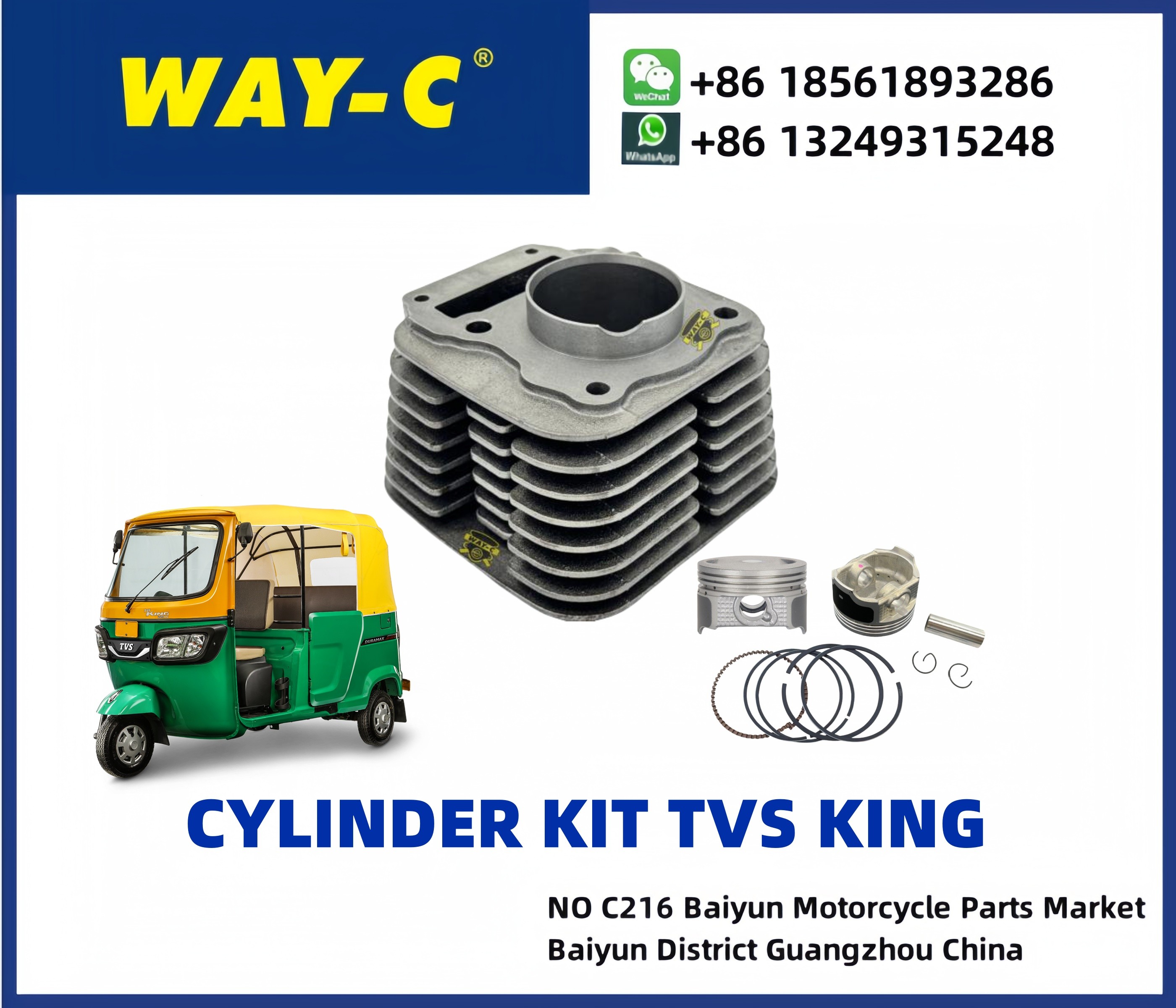 G4010170 Tricycle TUKTUK KEKE Cylinder Block Piston Complet TVS KING