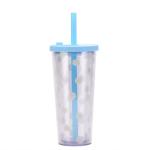 Clear Insulated Double Wall Plastic Tumblers 24oz With Lids And Straws