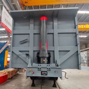 CIMC heavy duty leaf spring suspension 13.2 M 3 Axle Van Type Gooseneck Side Dump box tipper Semi-Trailer