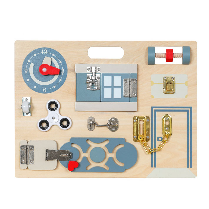 Unisex Wooden Life Skills Learning and Exercise Busy Board for Parent-Child Interaction