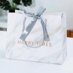 Personalize LOGO Marble paper custom gift bag Paper Delivery Bags with ribbon