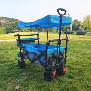 China Camping Utility Folding Wagon Cart Beach Trolley With Adjustable Roof Trunk Basket wholesale