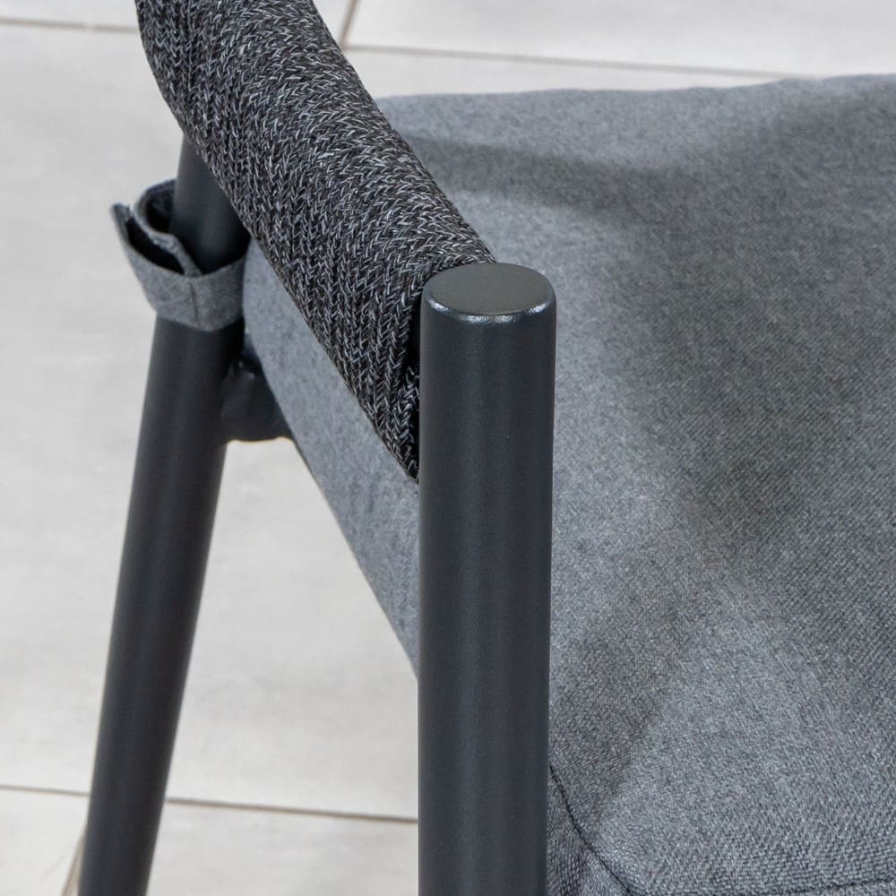 Stylish Outdoor Dining Set with Metal Frame and Rope Weave Armchair L 57 x W60 x H74cm