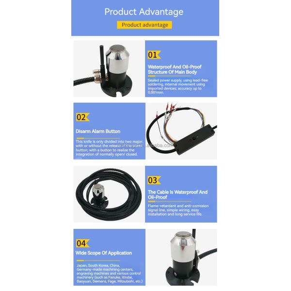 IP67 Waterproof High Precision 0.001mm CNC Milling Machine Z Axis Automatic Tool Setter 20mm Diameter Height Measuring Sensor