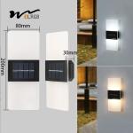 Acrylic Led Outdoor Wall Sconce LED Solar Powered Lights Cold White Light