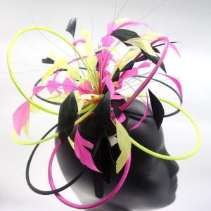China 15x30cm Feather Fascinator Headband , Stripped Coque Flower Feather Headband wholesale