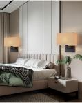 USB hotel bedside lamp bedroom bedhead wall lamp indoor fabric shade modern