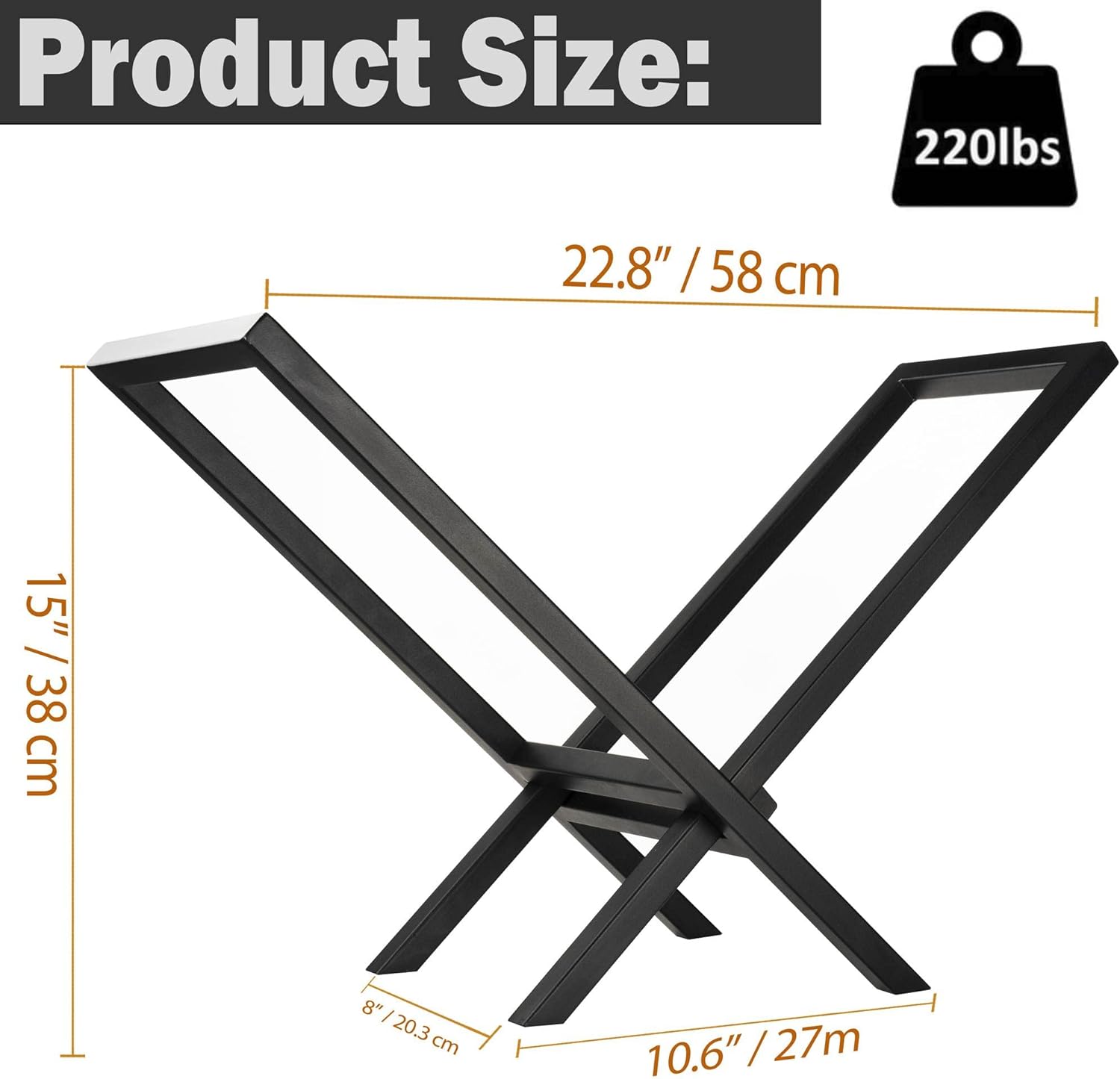 23 Inch Firewood Holder for Easy Storage and Carrying of Logs in Indoor Fireplace