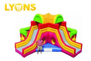 China Funny Giant Rainbow Inflatable Bouncer Combo for Children / Castle Bounce House With Two Slides wholesale