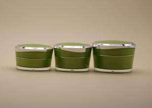 China Leak Proof Cosmetic Cream Containers Portable Fresh Green With Silver Color wholesale