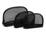 Minimalist Black Mesh Zipper Cosmetic Bags For Promotional Activities