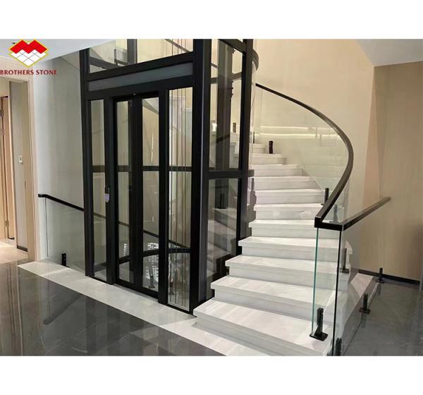 Modern Polished Beige Marble Stairs for Hotels and Villas Graphic Design