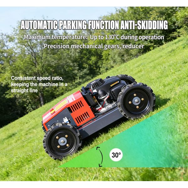 Self-Propelled Cordless 4-Stroke Industrial Grade Lawnmower with Remote Control and Four-Wheel Drive for Orchard and Farm Use