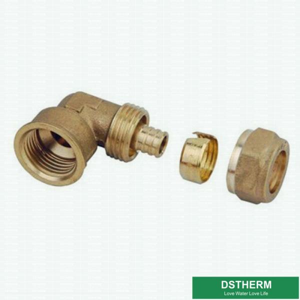 Female Threaded Elbow Pex Brass Fittings Brass Color Customized Logo Screw