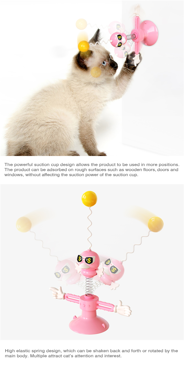 New Wholesale Cat Toys Dropshipping Funny Pet Training Tool Rotating Cat Kitten Toy Interactive Feather Ball Cat Spring Toys