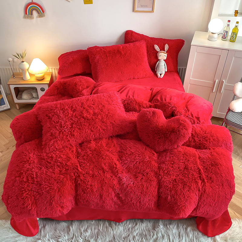 Thick Coral Velvet Bed Sheet Set Luxury Designer Comforter Sets for Winter Protection