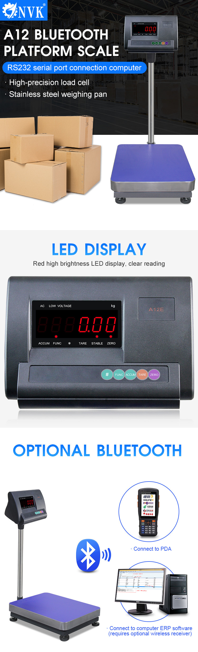 30-500KG Black Indicator Smart Analytical Platform Scale Waterproof Scale High Accurracy Platfrom Scale