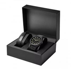 China Black Cardboard Watch Box Gift Packaging 2mm Thickness ISO9001:2008 on sale
