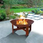 Wood Burning Rust Metal Brazier Corten Steel Fire Pit Round Portable 80cm