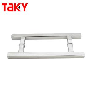 China Villa Square Glass Door Handle Stainless Steel 304 Chrome Handle For Tempered Glass Door wholesale