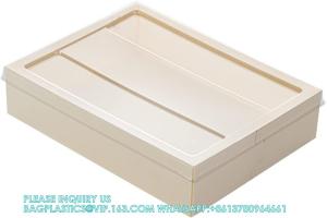 China 23 Oz Rectangle Short Straight Wooden Containers - Containers Sold Separately, Clear Plastic Lids wholesale