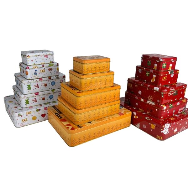 DADI Glossy Rectangular Storage Biscuit Tin Box For Christmas Cookie Gift Package OEM ODM