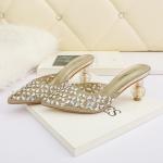 6111-1 Korean fashion pointed shallow mouth high heels sexy thin rhinestone