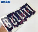 PET Film Heat Transfer Neck Labels Embossed / Weaving Technics Colorful Design