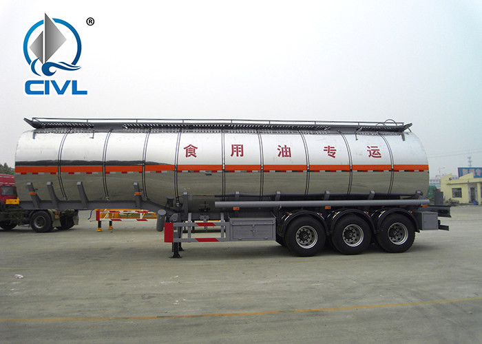 Round Or Square Shape Chemical Liquid Tanker Trailer Three Axles 30,000L- 33,000L