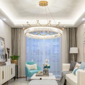 China Round Creative Children Bedroom LED Crystal Pendant Light Clear Metal Gold wholesale