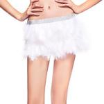 Double Layer Skirt / Fabulous Feather Mini Skirt With Rhinestones Waist Band