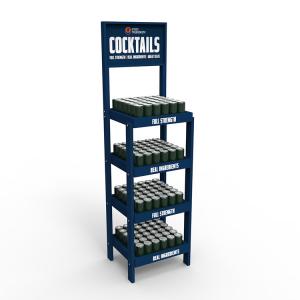 China Pine Wood 5 Layers Cocktail Display Stand Display Rack with Wheels for Wine Store wholesale
