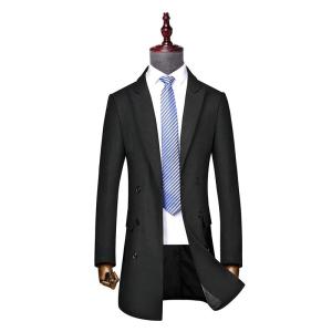 China Business Casual Double-Breasted Men's Woolen Coat in Standard Thickness Canvas Fabric wholesale