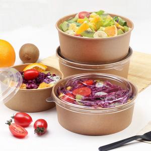 China Custom Disposable Rice Salad Ice Cream Food Container Biodegradable Kraft Paper Bowls wholesale