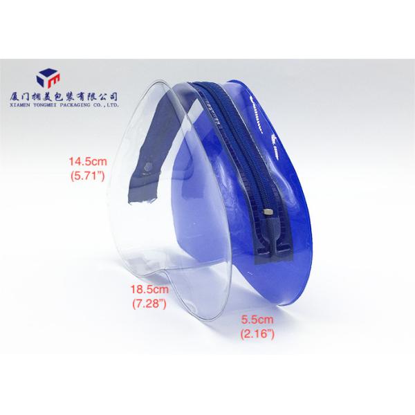 Heart Shape Soft PVC Bags 14.5cm Height Backside Opaque Embossed Blue PVC