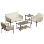 AJUNION Metal Patio Furniture Set Rattan Woven Outdoor Furniture with Coffee