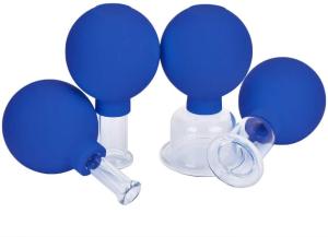 China 4Pcs/Set Blue Vacuum Cupping Cups PVC Head Glass Suction Body Massage Family Meridian Acupuncture wholesale