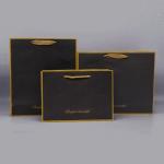 Black Foil And Bump Logo Craft Paper Shopping Bag Reusable Twisted Handle 300g